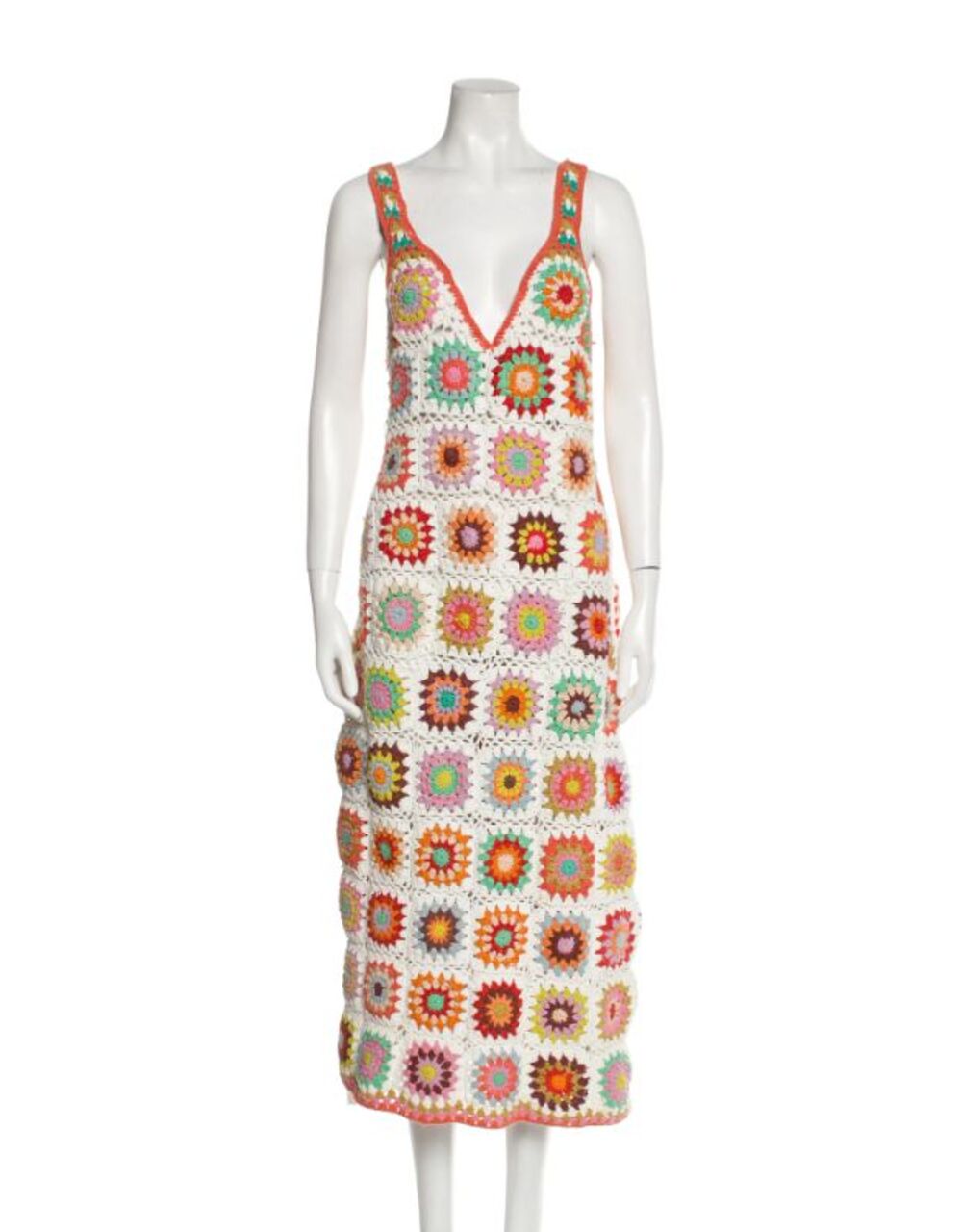 Alemais Crochet Midi Dress Size US 12 Multicoloured Handmade - Picture 6 of 6